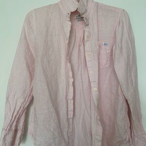 Vineyard Vines Light Pink Striped Relaxed Linen Shirt